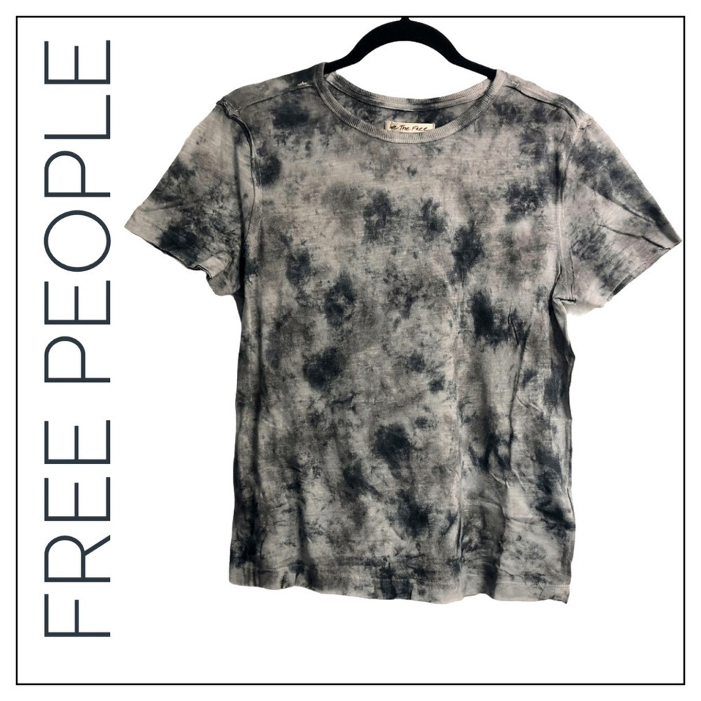 Free People Linen Blend Riptide Tee  Washed Black